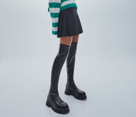 Botas planas XL por encima de la rodilla con suela track