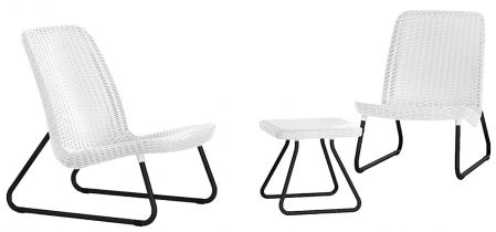 Conjunto de exterior Keter para terraza o jardín de ratán (dos sillas bajas con mesa)