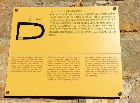 Cartel informativo sobre Sant Ponç de Molers.
