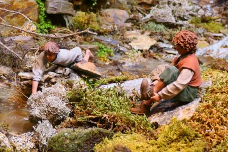 Piezas del pesebre del monasterio de Pedralbes.