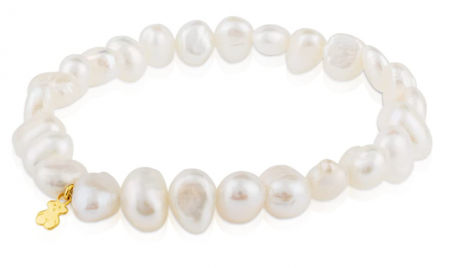 Pulsera TOUS Sweet Dolls de perlas barrocas de 0,8 cm con detalle en oro amarillo de 18kt