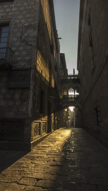 Calle y puente del Bisbe.