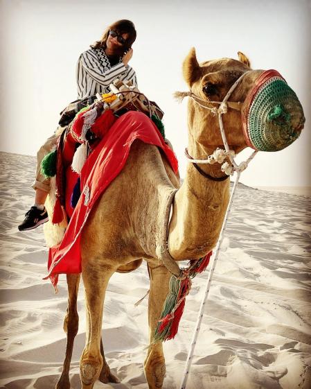 Cristina Maruri, en el desierto de Qatar.