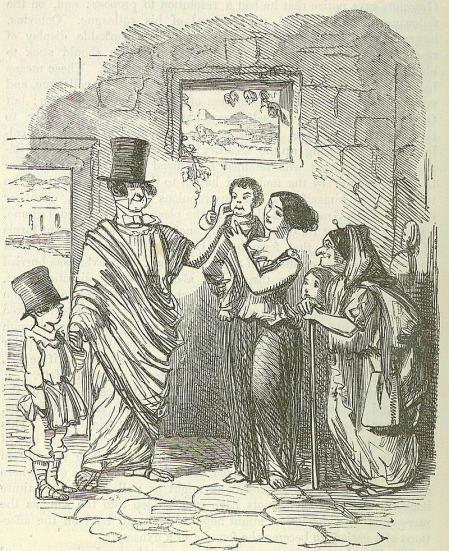 Viñeta cómica inglesa del siglo XIX en la que se compara a Tiberio Graco con los políticos británicos de la época.