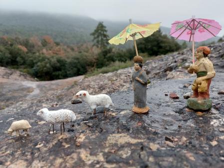 Los pastores bajo la lluvia.