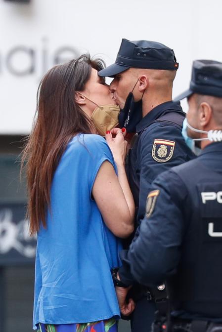 Presenter Sonia Ferrer and Sergio Fontecha in  Madrid April 21, 2021