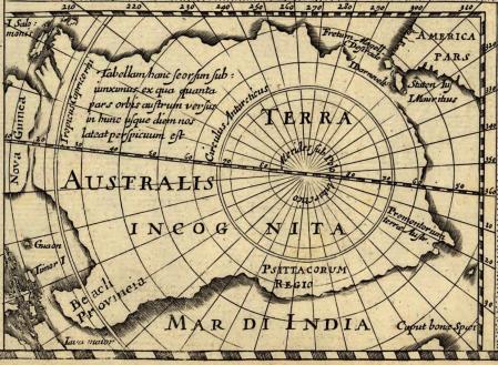 Un antiguo mapa de la Terra Australis Ignota