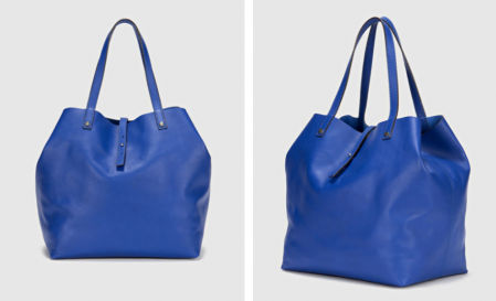 Shopping Sofía de piel en azul con asa media