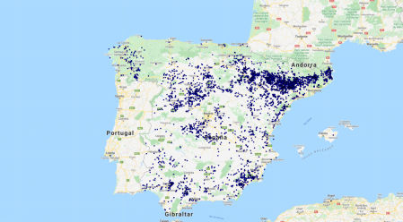 Localización de granjas de gran tamaño del sector avícola y del porcino que declaran emisiones en España