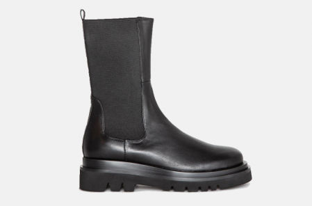 Botas de mujer de piel en negro con suela track Adolfo Domínguez