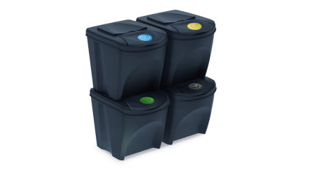 Juego de 4 cubos de reciclaje 100L Prosperplast