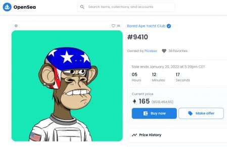 Uno de los NFT de la serie Ape Bored Yacht Club que le robaron al galerista Todd Kramer de su wallet, valorado en 2,2 millones