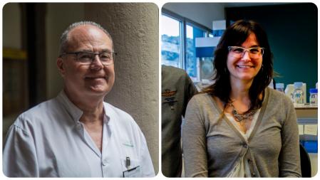 El doctor del hospital Clínic, Antoni Trilla, y la investigadora del IrsiCaixa, Beatriz Mothe