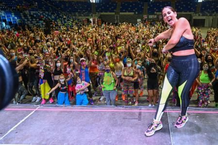 Anabel Pantoja during masterclass of Zumba in Marbella