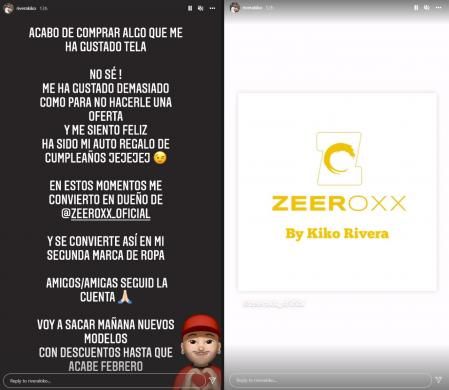 Kiko Rivera se ha 'autoregalado' la marca ZeeroXX por su cumpleaños.