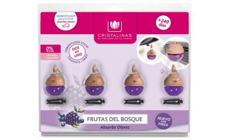 Pack de 4 ambientadores de frutas del bosque con cordón para colgar del retrovisor