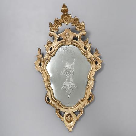 Cornucopia española Rococó con espejo grabado del último tercio del siglo XVIII. 300 euros