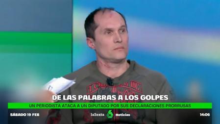 La pelea se saldó con heridas para los dos tertulianos de la televisión ucraniana