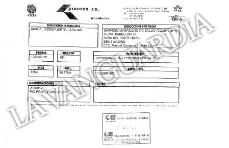 Los albaranes reflejan que las mascarillas que entregó a la Comunidad de Madrid son de un modelo más barato que no estaba homologado