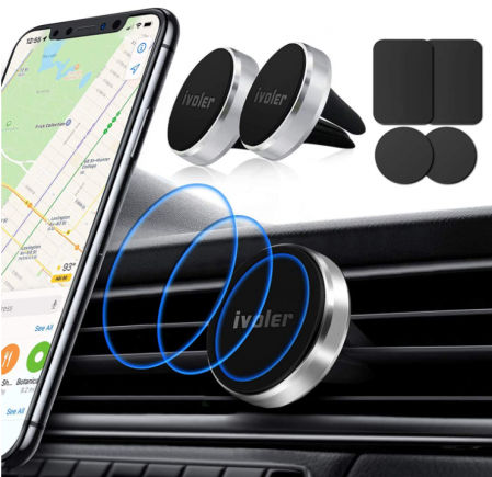 Pack de dos soportes magnéticos de móvil para el coche