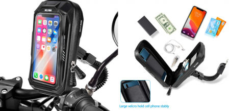 Soporte de móvil para moto antilluvia, antigolpes y con almacenaje de BTNEEU