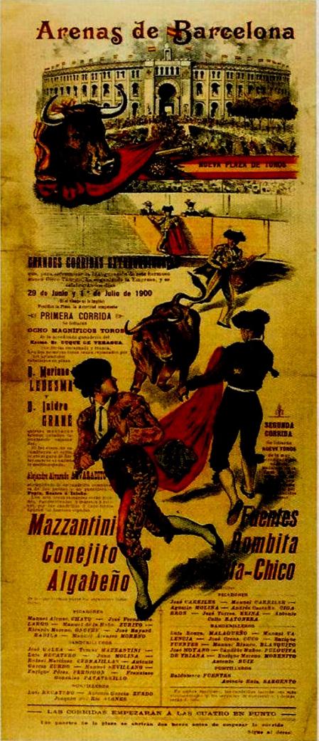 Cartel de la inauguración de la plaza de toros de Las Arenas.