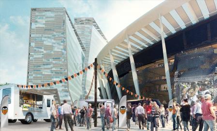 La fachada del futuro estadio.