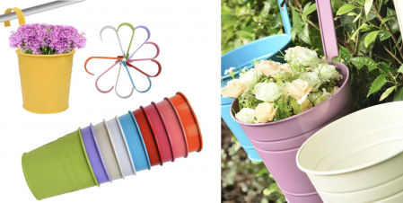 Macetas colgantes en metal coloridas (Pack de 10 unidades)