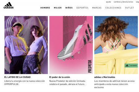 Página web de Adidas