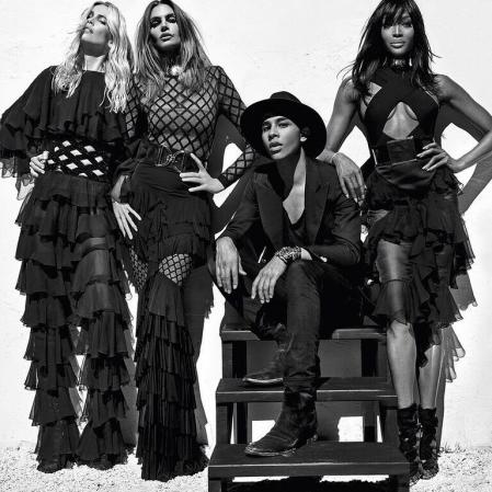Claudia Schiffer, Cindy Crawford y Naomi Campbell junto a Olivier Rousteing