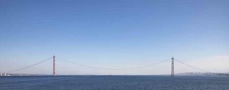 Puente de Çanakkale en toda su extensión cuando estaba todavía en construcción