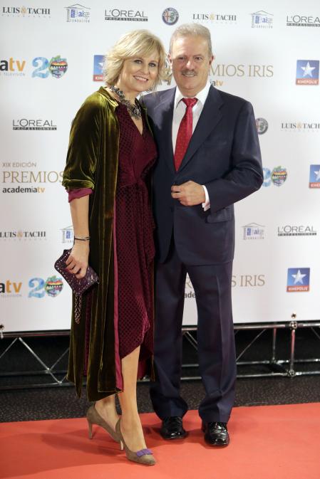 Los periodistas Manuel Campo Vidal y María Rey durante la 19 edición de los premios Iris de la Academia de la Televisión.
24/10/2017