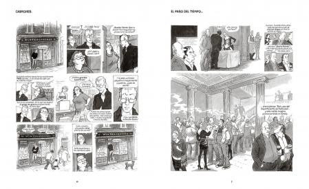 Dos páginas de 'El mundillo literario', de Posy Simmonds