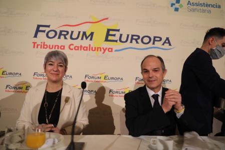 Lourdes Ciuró y Jordi Turull este miércoles en el Hotel Palace