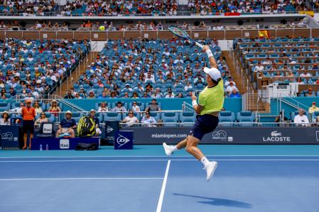 Casper Ruud, durante su partido ante Alcaraz