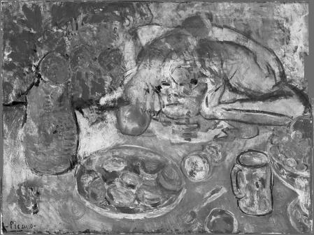 Picasso transforma las figuras en un jarrón y un frutero