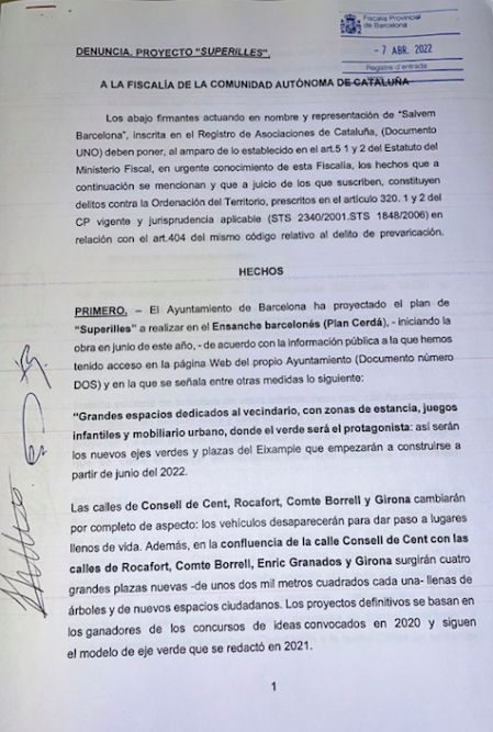 Imagen de la denuncia presentada