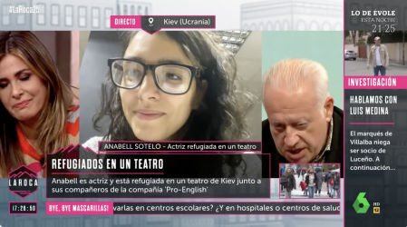 Anabell, actriz refugiada en un teatro de Kyiv, emociona a Nuria Roca y Juan Echanove