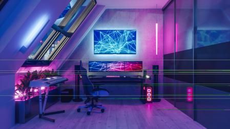 Habitación gaming con luces LED