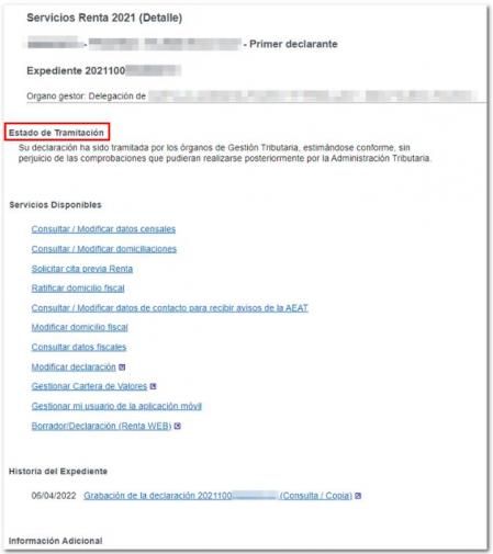 Estado de la devolución del dinero de la renta