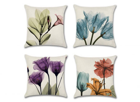 Artscope, set de 4 fundas de cojín con flores