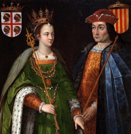 El conde Ramón Berenguer IV de Barcelona y la reina Petronila de Aragón, retrato del siglo XVII copia de un original del siglo anterior