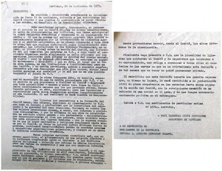 Carta del cadenal Silva a Pinochet del 14 de noviembre de 1975