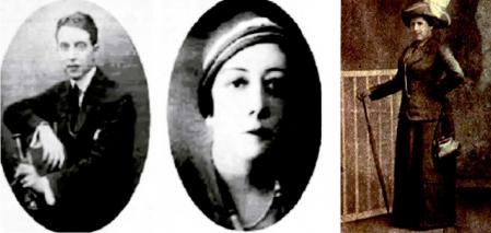 Víctor Peñasco y su mujer, María Josefa Pérez de Soto Vallejo (centro), y su doncella, Fermina Oliva (dcha.).