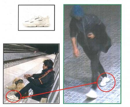 Comparativa de las imágenes del sospechoso con la del agresor tras la violación. Coincide zapatillas.





Violación Igualada