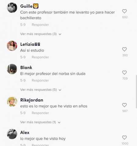 Los comentarios en uno de los vídeos