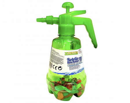 Botella con hinchador de globos de agua