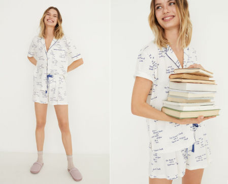 Pijama camisero corto blanco 100% algodón