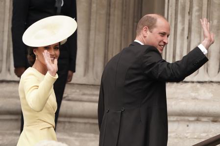 Los duques de Cambridge a su llegada a la Catedral de St Paul, en Londres