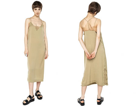 Vestido lencero con acabado de encaje Befree